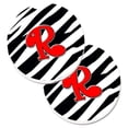 thumbnail image 1 of Monogram Initial R Zèbre Rouge Ensemble de 2 Porte-Gobelets sous-Verre de Voiture, 1 of 1