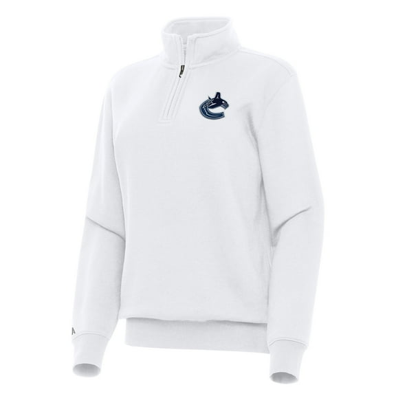 Women's Antigua White Vancouver Canucks Victory Quarter-Zip Sweatshirt