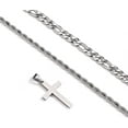 thumbnail image 4 of APSVO Layered Silver Cross Necklaces for Men Boys Stainless Steel Figaro Twist Rope Pendant Chain Set Religious Christian Birthday Valentines Day Jewelry Gifts Him Teen Dad Husband Adults Kids Ideas, 4 of 6