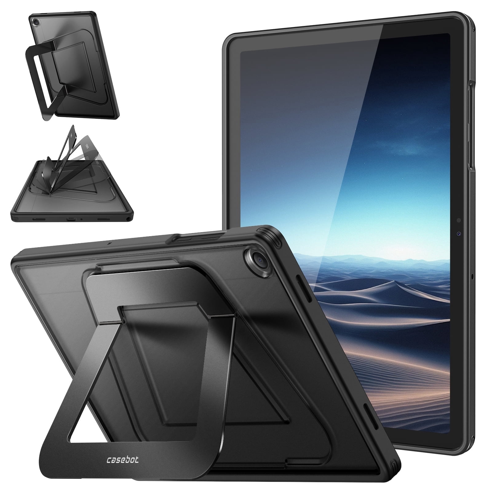Fintie Shockproof Case for Samsung Galaxy Tab A11+ Plus 2025/ A9+ Plus 11 Inch 2023, Slim Frosted Hard Cover with Multi-Angle Kickstand, Black