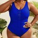 thumbnail image 4 of Traje de baño de una pieza para mujer, moda para mujer, traje de baño de talla grande para mujer, traje de baño de color sólido conservador con pliegues en el pecho, traje de baño de moda playera para, 4 of 8