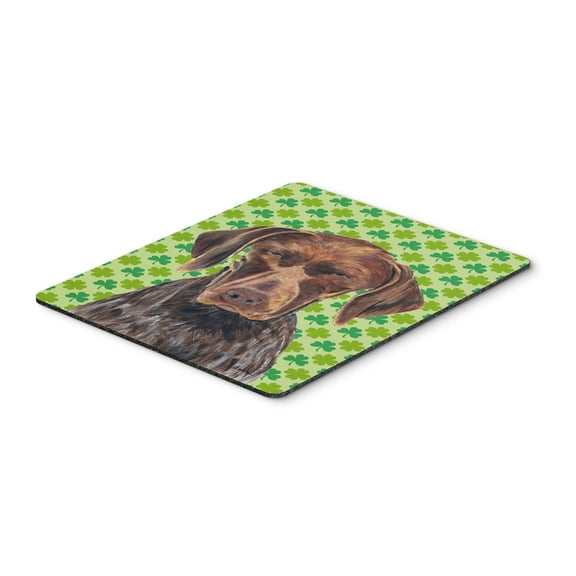 "German Shorthaired Pointer St. Patricks Day Shamrock Portrait Mouse Pad Hot Pad or Trivet"