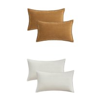 Unique Bargains 4 Pcs Soft Chenille Pillow Covers 12" x 20" Peru Color/White