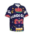 thumbnail image 2 of Disketp Hawaiian Shirts For Men,Happy Mardi Gras Print Mens Casual Short Sleeve Button Down Shirts Beach Shirt, 2 of 8