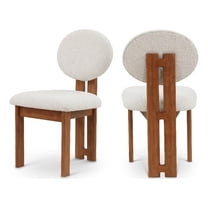 Maklaine Mid-Century Cream Boucle Fabric Dining Chair (Set of 2)