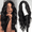 Black-22" long wavy, variant on Creamily 26 Inch Brown Wigs for Women Hair Wig Long Brown Wigs with Blonde Highlight Wig Cap for Daily