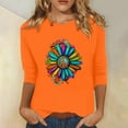 thumbnail image 2 of Dadaria Hauts Femme Chemise Orange Manches 3/4 T-Shirt Col Rond Grande Taille Tee Été Chandail Blouses 2TG, 2 of 5