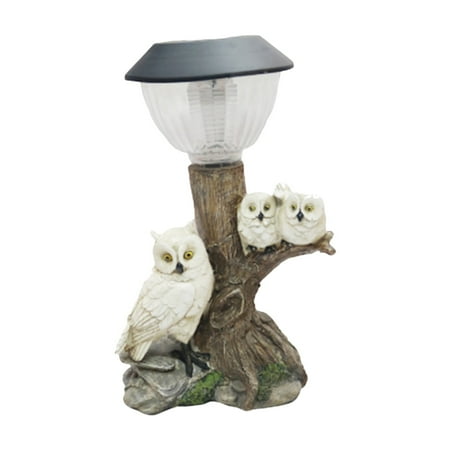 

BLGAT Resin Outdoor Solar LED Light Garden Owl Statue Ornament Garden Decoration White