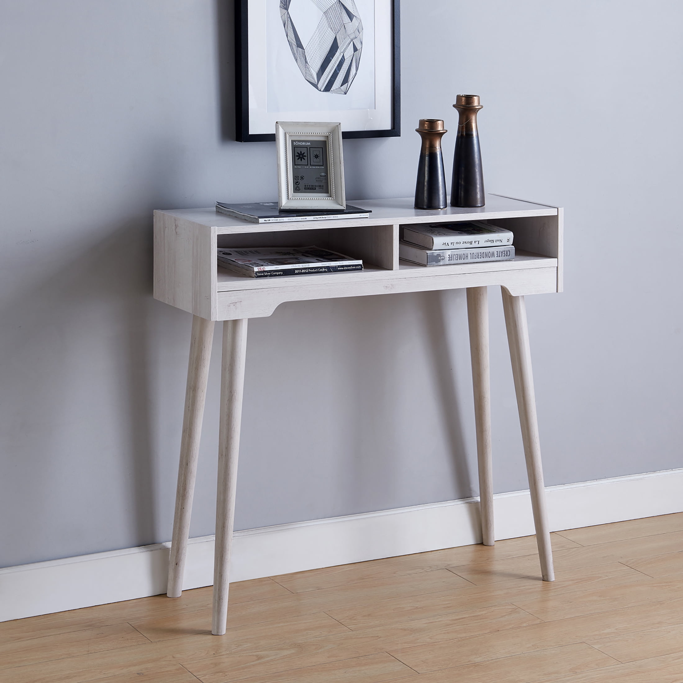 Furniture of America Keller 2-Shelf Console Table, White