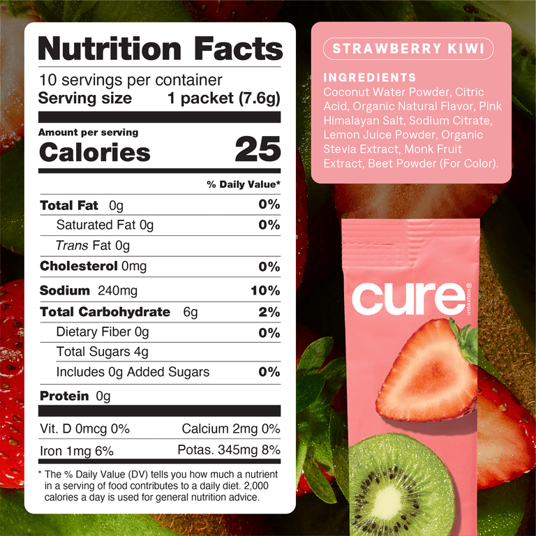 Cure Hydration Strawberry Kiwi Electrolyte Drink Mix, 10 Pack photo 7