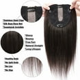 thumbnail image 4 of Benehair 100% Human Hair Extensions Clip In Topper Toupee Hairpiece Silk Base for Women Remy Hair 6"-14" Brown US, 4 of 12
