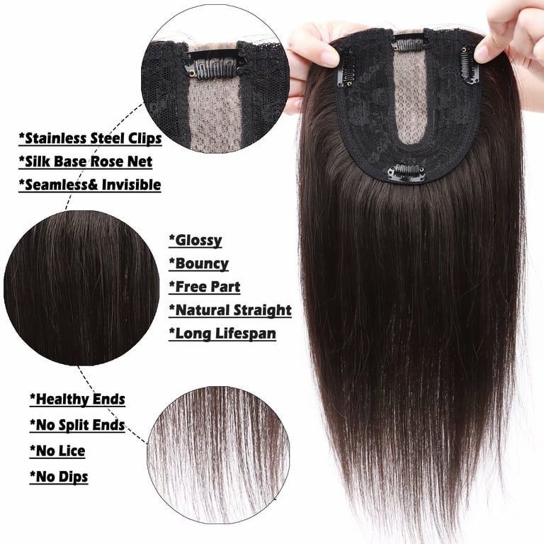 Benehair 100% Human Hair Extensions Clip In Topper Toupee 