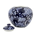 thumbnail image 2 of Dark Blue Lotus Flower Ceramic Chinoiserie Ginger Jar 8", 2 of 6