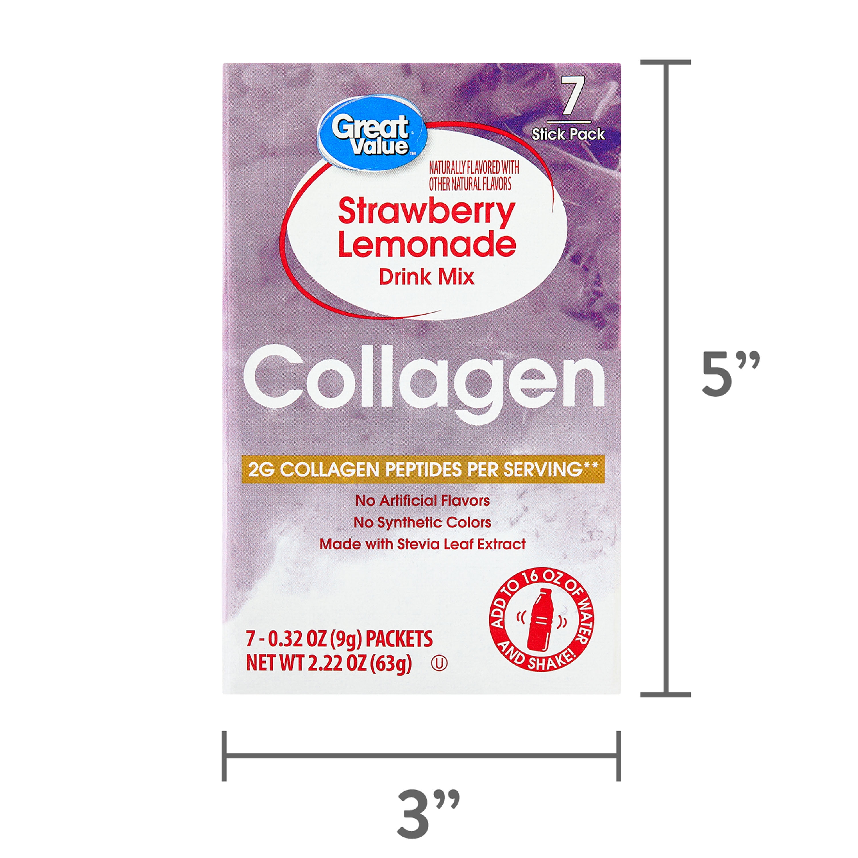 Great Value Collagen Drink Mix, Strawberry Lemonade, 2.2 oz