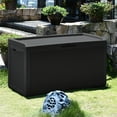 thumbnail image 5 of 380L/100Gal Litre ‎Polypropylene(PP) Weatherproof Deck Box Rustproof storage for Patio Furniture with Cushion & Gas Poles Easily Seats 2 Adults, Outdoor Cushions, Garden Tools and Pool Toys, Black, 5 of 6