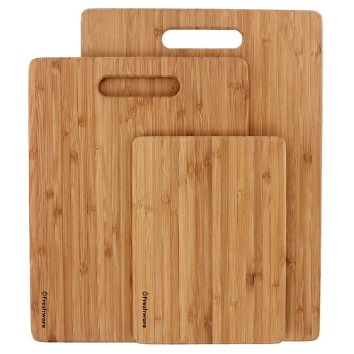 Freshware 3-Piece Bamboo Cutting Board Set, Reversible Kitchen Prep Boards