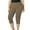 Khaki, variant on Yoga Shorts For Women 3/4 Length Elastic Waistband Solid Color Comfortable Fit Stretchable Shorts Black Size L