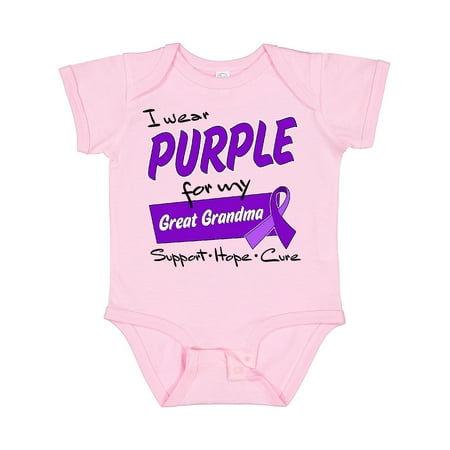 

Inktastic I Wear Purple for My Great Grandma-Support Hope Cure Gift Baby Boy or Baby Girl Bodysuit