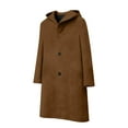 thumbnail image 6 of Wyobmus Women's Winter Wool Blend Coat with Hood Classic Single-Breasted Overcoat Casual Slim Outerwear Peacoat C-Brown, 6 of 9
