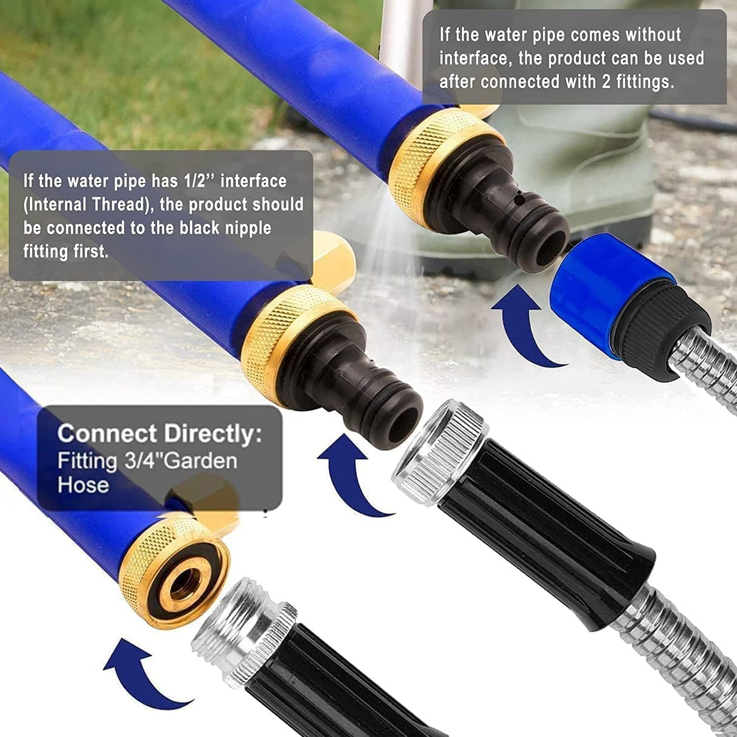 Hose Hawk Pressure Washer, Hosehawk Pro Handheld Garden Hose Nozzle with 360° Rotating Head, 4 Spray Modes Multi-Function Water Sprayer for Car, Yard and Driveway Cleaning