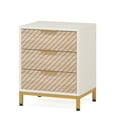 thumbnail image 7 of Resenkos Night Stands for Bedrooms, White and Gold Light Wood Grain Nightstands with 3 Drawers Bedside End Tables Storage for Living Room, 7 of 7