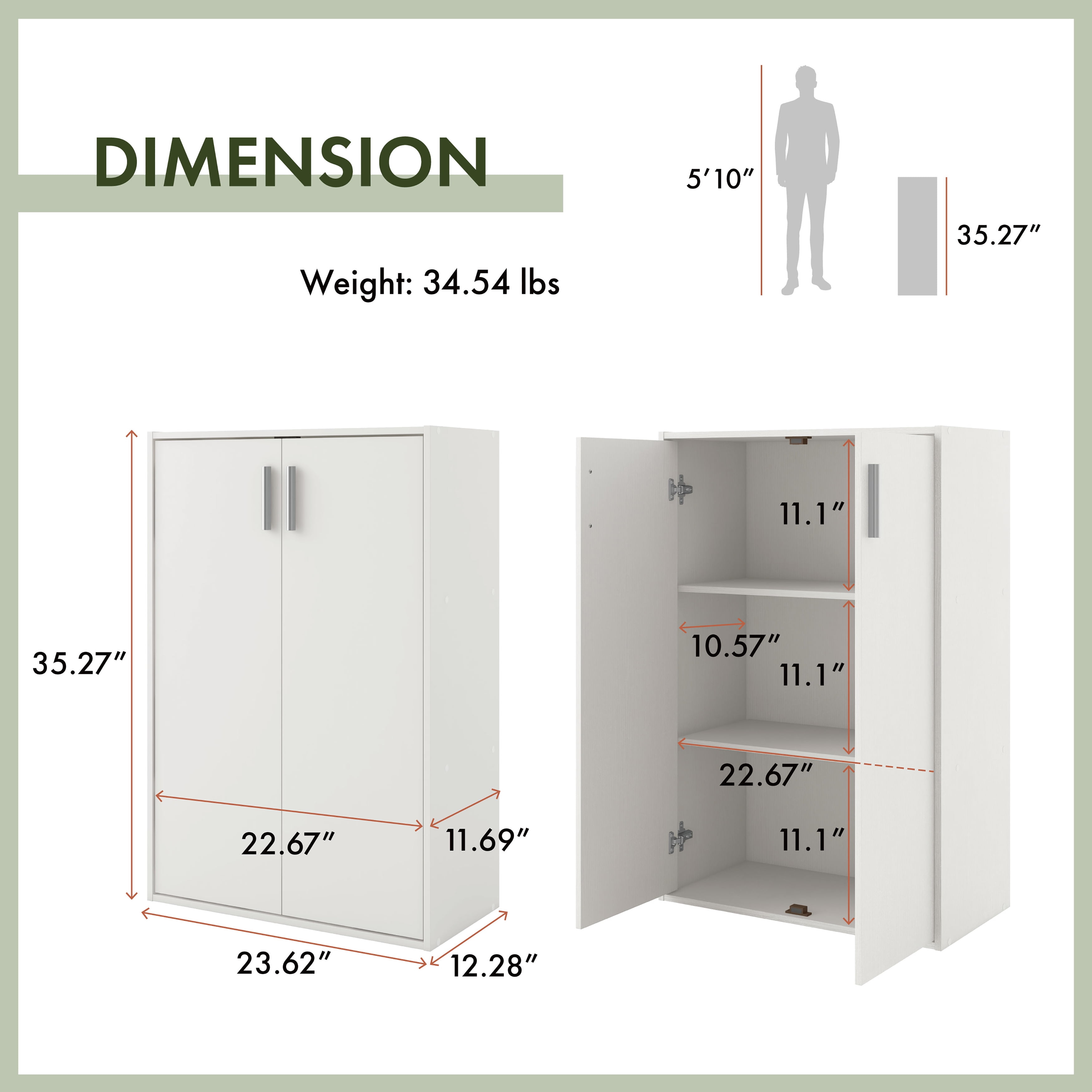 Furniture of America Brooks Stackable 3-Tier Wood White Cabinet with Door