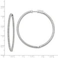 thumbnail image 2 of Sterling Silver Rhodium Plated With Cubic Zirconia Hinged Hoop Earrings - Measures 47x49mm Wide 2mm, 2 of 2