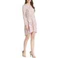 thumbnail image 5 of INSPIRE CHIC Women's V Neck Long Sleeves Cinched Waist Half Placket Floral Dress M Apricot, 5 of 6