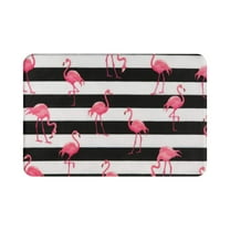 Flamingo Bath Mat Black and White Bathroom Rugs Stripe Bath Rugs Bath Mats for Bathroom 16"x24"
