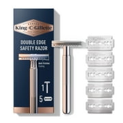 King C. Gillette Men's Double Edge Safety Razor with 5 Double Edge Refill Blades, Chrome