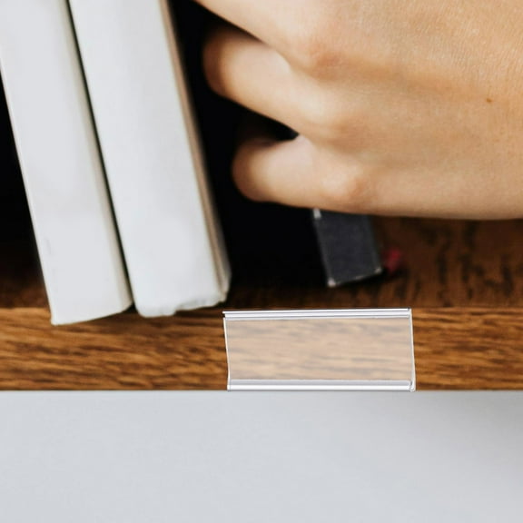 20pcs Label Holders Adhesive Shelf Tag Clear Shelf Tag Index Card Pockets Plastic Drawers File Cabinet Storage Bins Label Holder