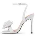 thumbnail image 3 of FSJ Women Open Toe Flower Sandals Ankle Buckle Strap Stiletto High Heels Charming Dressy Bridal Shoes Size 16 White, 3 of 6
