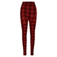 thumbnail image 4 of VgaVtl Red Leggings for Women High Waist Plus Size Pants for Women Slim-Leg Plaid Sports Elastic Waist Stretch Tight Pants, 4 of 6