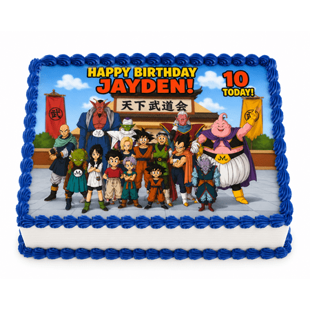 SugarMeLicious Anime Battle Birthday Cake Topper, Personalized Edible Image Cake Decoration, Martial Arts Adventure Party Theme, Custom 1/4 Sheet Frosting Sheet