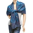 thumbnail image 2 of Falari Women's Reversible Paisley Woven Pashmina Shawl Wrap Scarf 80" x 27" Blue, 2 of 6