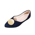 thumbnail image 2 of Miluxas Women’s Pointed Toe Ballet Flats, Gold Round Metal Accent Slip On Shoes, Soft Cushioned Casual office Dress Flats Navy 9(43), 2 of 8