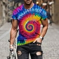 thumbnail image 3 of Mens Tie-dye T Shirt Short Sleeve Crew Neck Fitted Colorful Tees S-5X Plus Size Tops Summer Casual Tshirts (5XL, Blue 02), 3 of 5