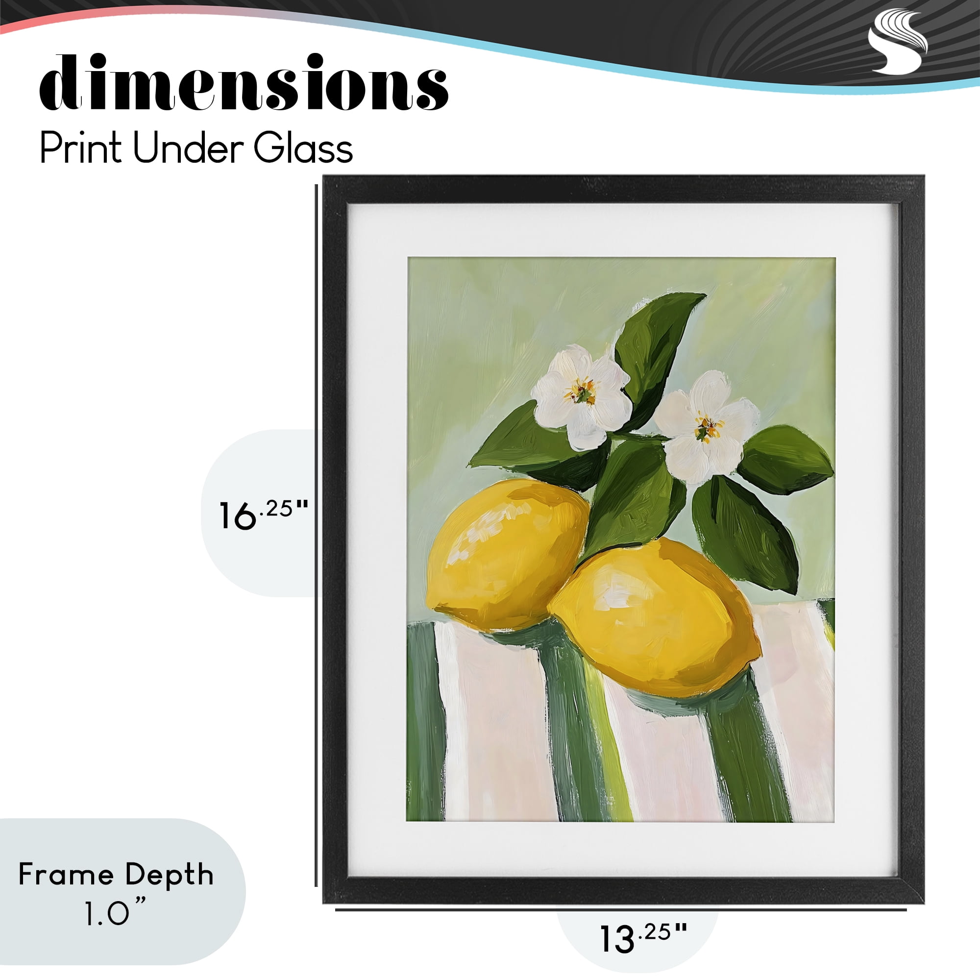 Stupell Industries Lemons And Daisies on Tablecloth Black Framed Print Under Glass, design by The Prints Vibe