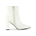 thumbnail image 5 of BLISSFUL STEP Women's Boots Pointed Toe Zipper Patent Leather Ankle Chunky Boots White 7, 5 of 8