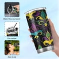 thumbnail image 6 of SKYSONIC Mardi Gras Tumbler Stainless Steel Double Wall Vacuum Reusable Insulated Mug with Straw and Built-in Coaste for Cold and Hot Beverages, 12oz, 6 of 7