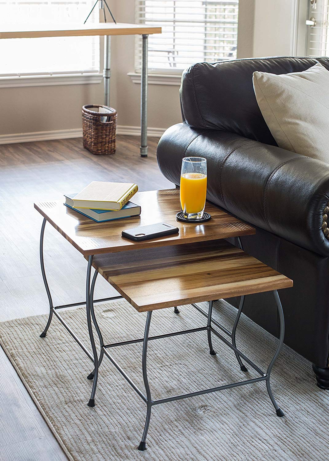 BirdRock Home Acacia Wood TV Tray Side Table Natural Wood Bed Sofa