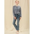 thumbnail image 4 of Allegra K Blusa Floral Frente Plisado Medio Tapeta Manga Larga Casual Para Mujer Gris azul M, 4 of 6