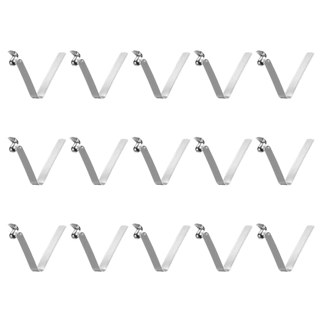 Unique Bargains 15pcs Single Button Kayak Paddle Snap Spring Clip 30mmx3.8mm V Shaped Hollow Lift Telescopic Locking Pole Clips