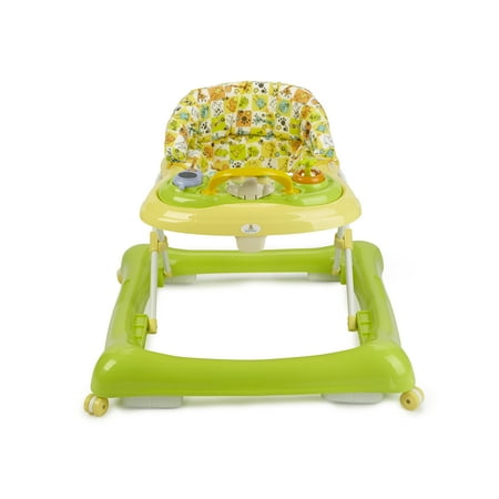 Big Oshi 2 in 1 Baby Walker & Activity Center on Wheels - Adjustable Seat - Green/Animal Print