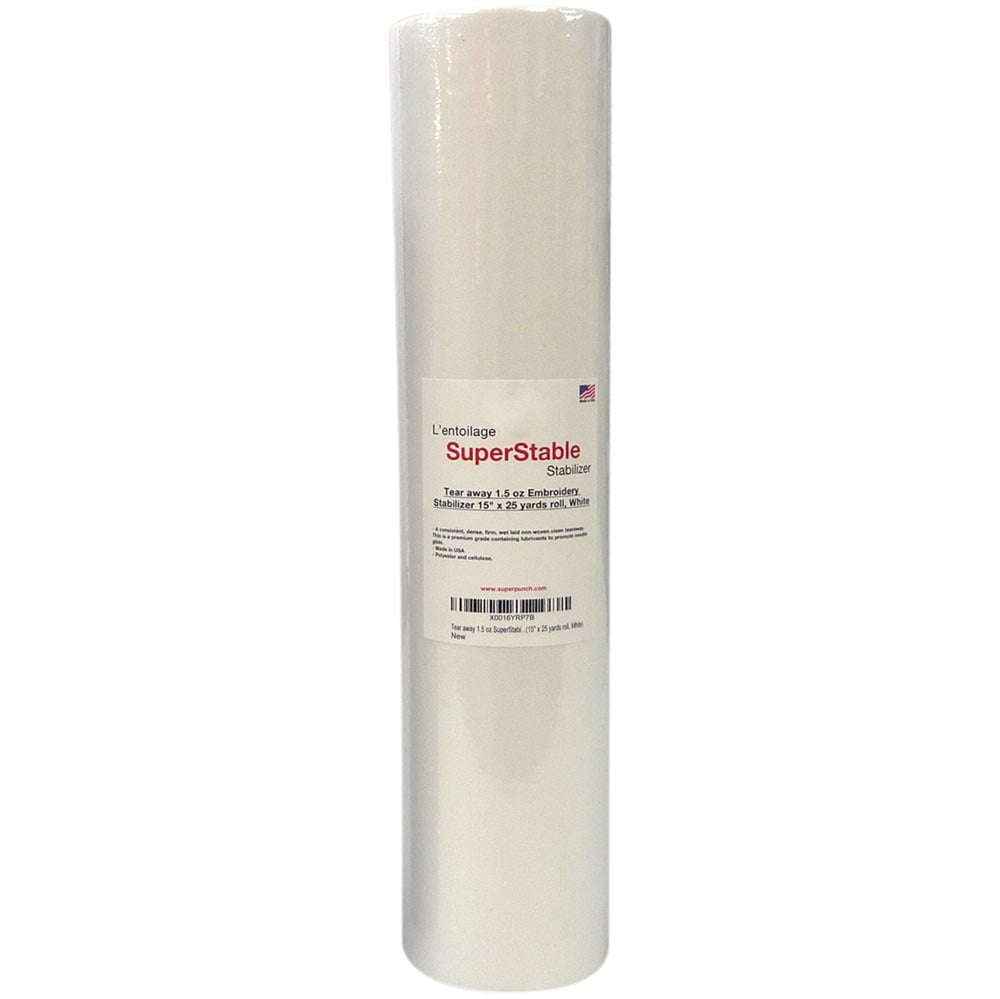 Cut Away Stabilizer White 2.0 oz, 15 x 25 Yards Roll. SuperStable Embroidery Stabilizer