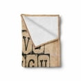 thumbnail image 2 of Live Laugh Love Soft Flannel Fleece Blanket, Black Alphabet Stamps on Aged Grungy Looking Backdrop Vintage Print, Cozy Plush for Indoor and Outdoor Use, 50" x 70", Black Pale Brown, by Ambesonne, 2 of 6