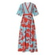 thumbnail image 4 of Delliss Vestidos elegantes de verano para mujer Vestidos hasta el tobillo para mujer Vestidos de moda con manga en el codo Vestidos largos con estampado de dama con manga Rosa fuerte M,Red,XXXL, 4 of 6