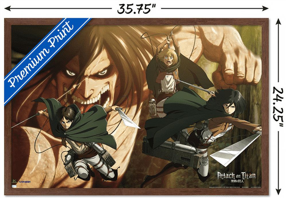 Attack on Titan: Season 2 - Attack Titan Wall Poster, 22.375" x 34", Framed