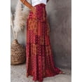 thumbnail image 4 of Caoirhny Women's Bohemian Skirts Vintage Elastic High Waist A-Line Skirts Tiered Long Skirts with Pockets, 4 of 7