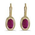 thumbnail image 2 of Bezel-Set Oval Ruby Lever-Back Earrings 14k Yellow Gold, 2 of 3